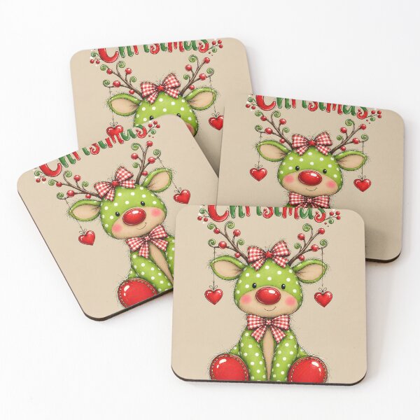 Item preview, Whimsical Polka Dot Reindeer Christmas Hearts designed and sold by Pure Craft.