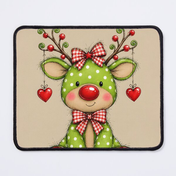 Item preview, Whimsical Polka Dot Reindeer Christmas Hearts designed and sold by Pure Craft.