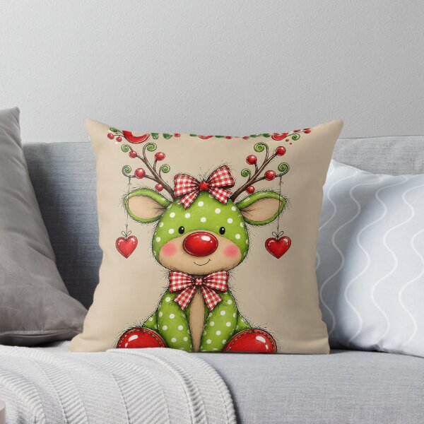 Item preview, Whimsical Polka Dot Reindeer Christmas Hearts designed and sold by Pure Craft.