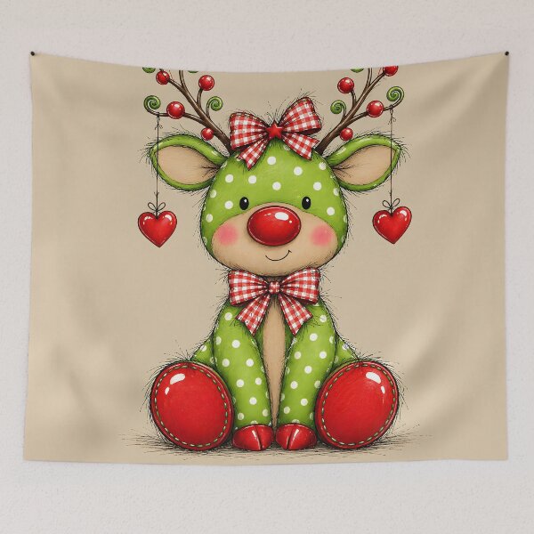 Item preview, Whimsical Polka Dot Reindeer Christmas Hearts designed and sold by Pure Craft.