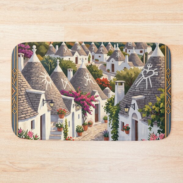Item preview, Alberobello Italy Vintage Travel Poster – Trulli Rione Monti Itria Valley Puglia designed and sold by Bomax121.