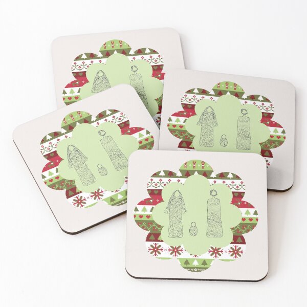 Item preview, Traditional Christmas Family Design with Winter Patterns & Scalloped Frame designed and sold by Liberarteprint.