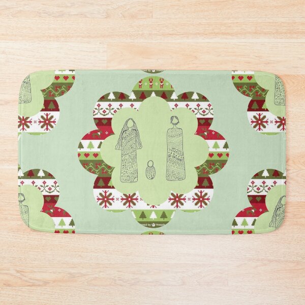 Item preview, Traditional Christmas Family Design with Winter Patterns & Scalloped Frame designed and sold by Liberarteprint.