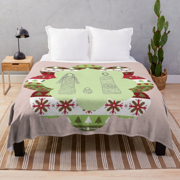 Item preview, Traditional Christmas Family Design with Winter Patterns & Scalloped Frame designed and sold by Liberarteprint.