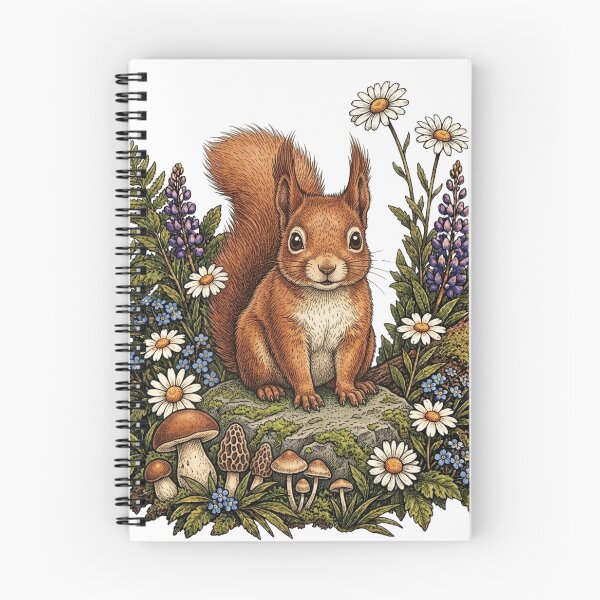 Item preview, Cute Red Squirrel Kit Wildflower Vintage Woodland Illustration designed and sold by lovepower.