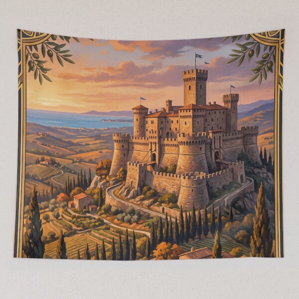 Item preview, Castello di Fosdinovo Italy Vintage Travel Poster – Malaspina Castle Lunigiana Tuscany designed and sold by Bomax121.