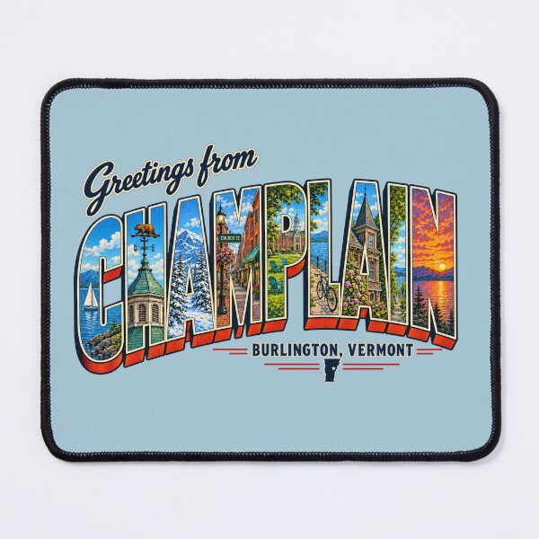 Item preview, Greetings From Champlain - Vintage Burlington Postcard designed and sold by daintyriot.
