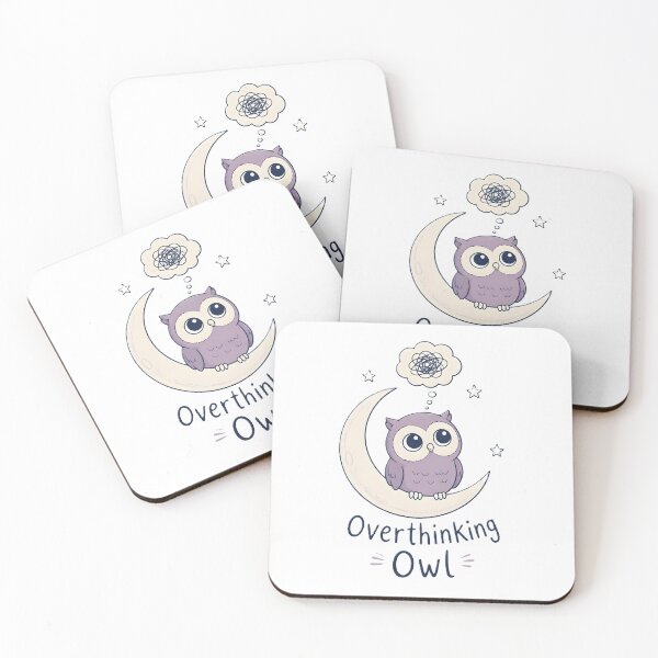 Item preview, Overthinking Owl | Cute Owl on Crescent Moon designed and sold by dreamz-world.