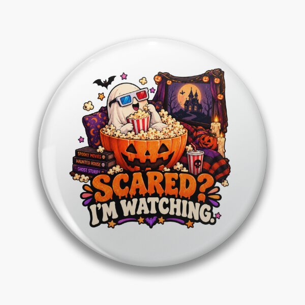 Item preview, Scared I’m Watching Halloween Ghost Movie Night – Cute Spooky Popcorn Design designed and sold by Pixanova.