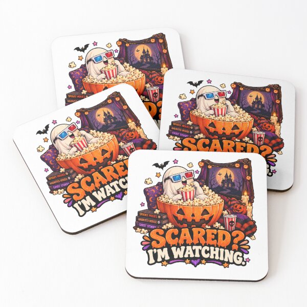 Item preview, Scared I’m Watching Halloween Ghost Movie Night – Cute Spooky Popcorn Design designed and sold by Pixanova.