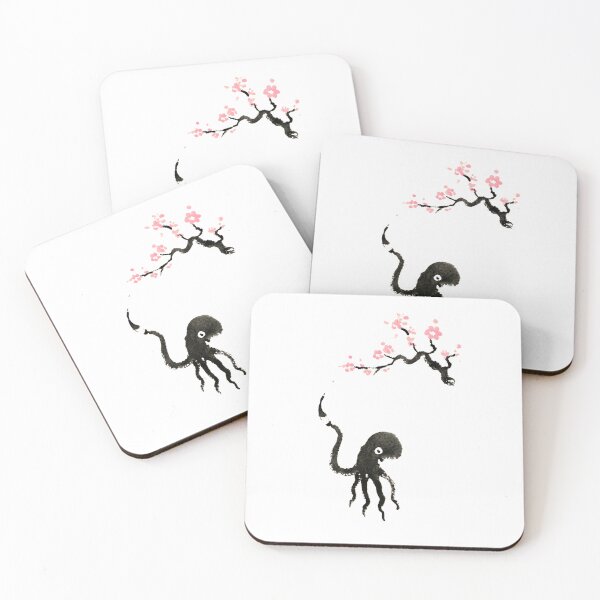 Item preview, Sakura Octopus – Japanese Ink Wash Art designed and sold by YohakuPause.