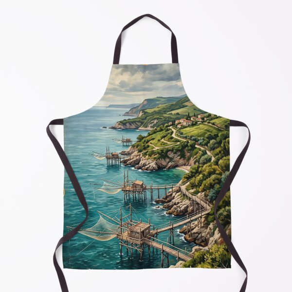 Item preview, Costa dei Trabocchi Italy Vintage Travel Poster – Abruzzo Adriatic Coast Wooden Fishing Houses Punta Aderci designed and sold by Bomax121.