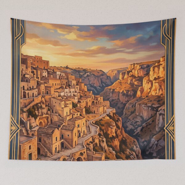 Item preview, Matera Italy Vintage Travel Poster – Sassi Cave District Rock Churches Murgia designed and sold by Bomax121.