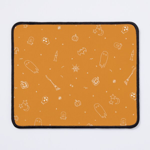 Item preview, Hand Drawn Halloween Doodles on Orange Pattern designed and sold by VibnWalls.
