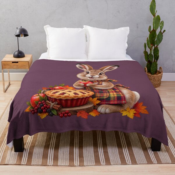 Item preview, Cute Scottish Mountain Hare with Autumn Apple and Berry Pie designed and sold by MaedK.