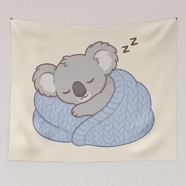 Item preview, Cute Sleeping Koala Snug In Knit Blanket Kawaii Animal designed and sold by Amir Faysal.