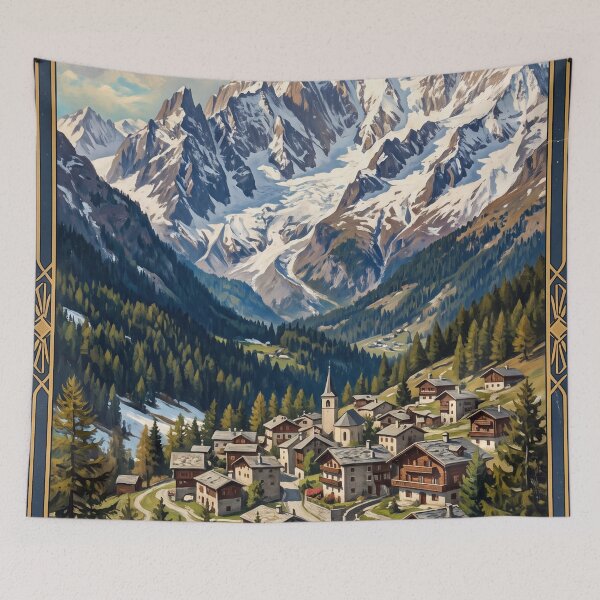 Item preview, Courmayeur Italy Vintage Travel Poster – Mont Blanc Val Ferret Val Veny Aosta Alps designed and sold by Bomax121.