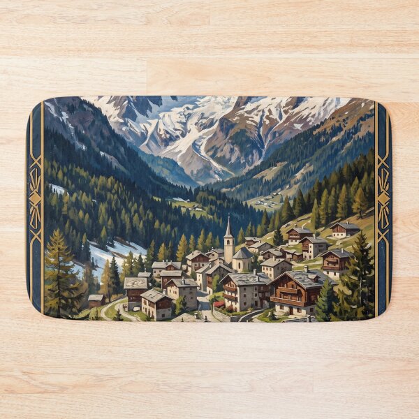 Item preview, Courmayeur Italy Vintage Travel Poster – Mont Blanc Val Ferret Val Veny Aosta Alps designed and sold by Bomax121.