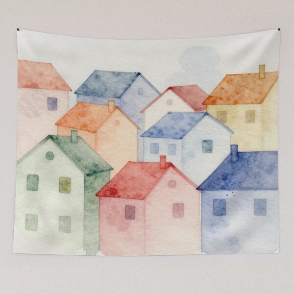 Aperçu de l'œuvre Maisons à aquarelle créée et vendue par Judith Murphy.