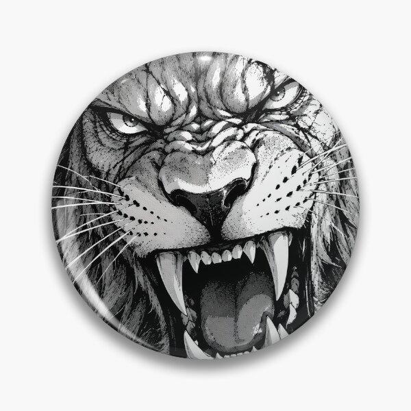 Item preview, Savage Manga Lion – Fierce Black & White Roaring Beast designed and sold by infinitearte.