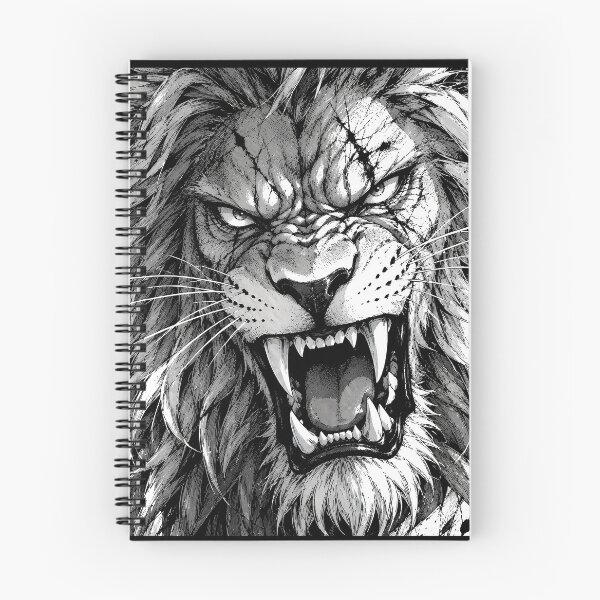 Item preview, Savage Manga Lion – Fierce Black & White Roaring Beast designed and sold by infinitearte.