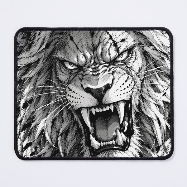 Item preview, Savage Manga Lion – Fierce Black & White Roaring Beast designed and sold by infinitearte.