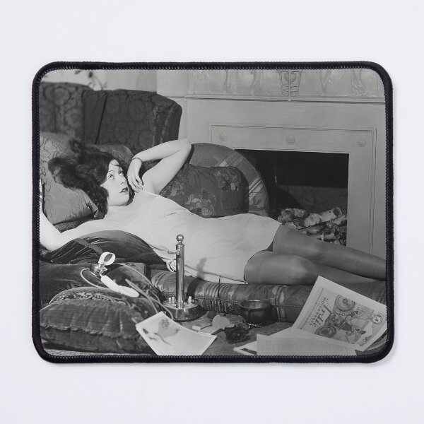 Item preview, The original 1920s WFH Mood Print funny black and white female flapper smoking photograph designed and sold by Astrid Arkhangelsky.