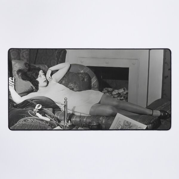 Item preview, The original 1920s WFH Mood Print funny black and white female flapper smoking photograph designed and sold by Astrid Arkhangelsky.