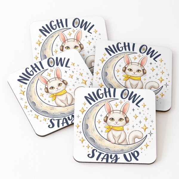 Item preview, Cute Rabbit On Crescent Moon Night Owl Stay Up designed and sold by Nicha Studio.