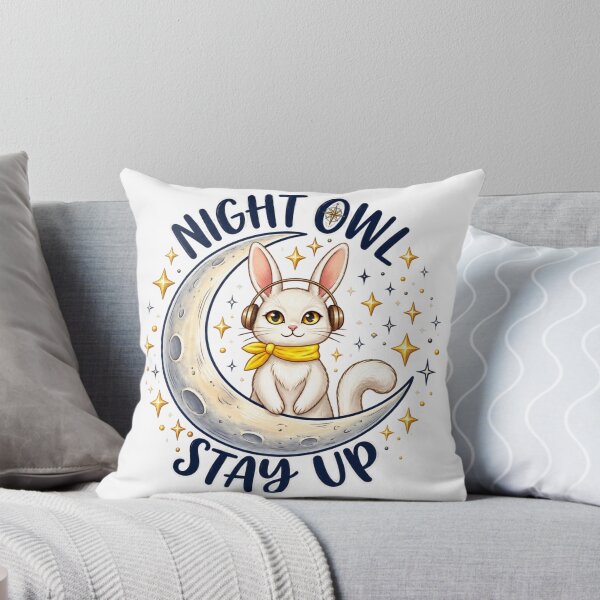 Item preview, Cute Rabbit On Crescent Moon Night Owl Stay Up designed and sold by Nicha Studio.