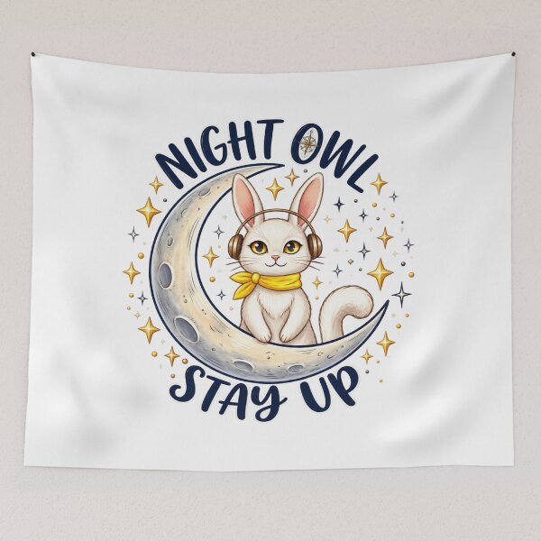 Item preview, Cute Rabbit On Crescent Moon Night Owl Stay Up designed and sold by Nicha Studio.
