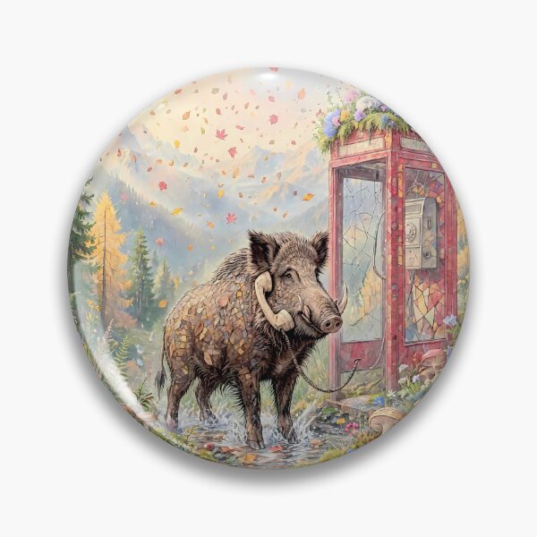 Item preview, Funny Boar Talking on the Phone in Autumn Forest designed and sold by m-y-A-I-A-R-T-.