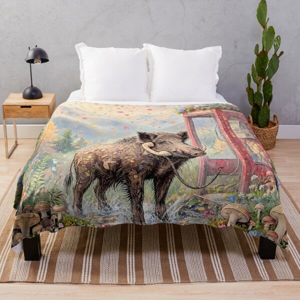 Item preview, Funny Boar Talking on the Phone in Autumn Forest designed and sold by m-y-A-I-A-R-T-.