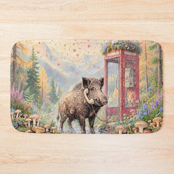 Item preview, Funny Boar Talking on the Phone in Autumn Forest designed and sold by m-y-A-I-A-R-T-.