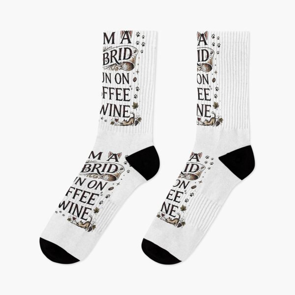 Item preview, I Am A Hybrid I Run On Coffee And Wine Funny Cat Lover Design designed and sold by Retro Whiskers.
