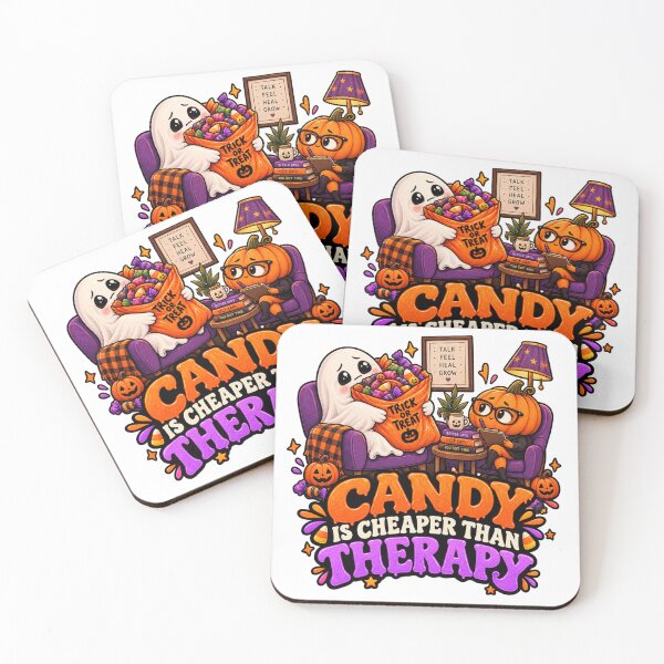 Item preview, Candy Is Cheaper Than Therapy Halloween Ghost Pumpkin – Funny Spooky Self Care Design designed and sold by Pixanova.