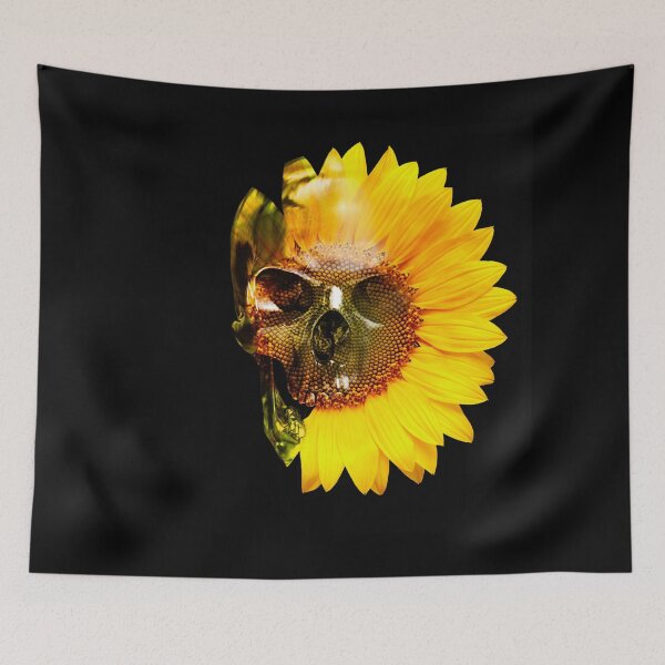 Item preview, Sunflower Skull – Dark Floral Skull Art designed and sold by Nicole Bleck.