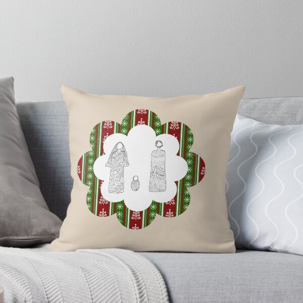 Item preview, Minimalist Family Silhouette with Red and Green Striped Holiday Pattern Art designed and sold by Liberarteprint.