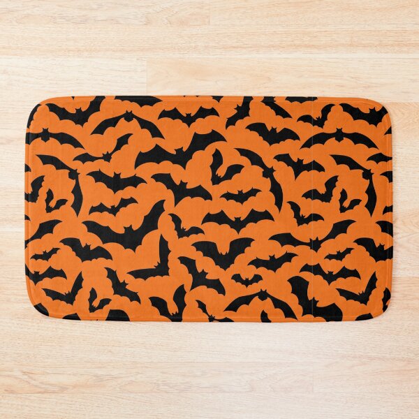 Item preview, Orange and Black Flying Bats Halloween Pattern designed and sold by VibnWalls.