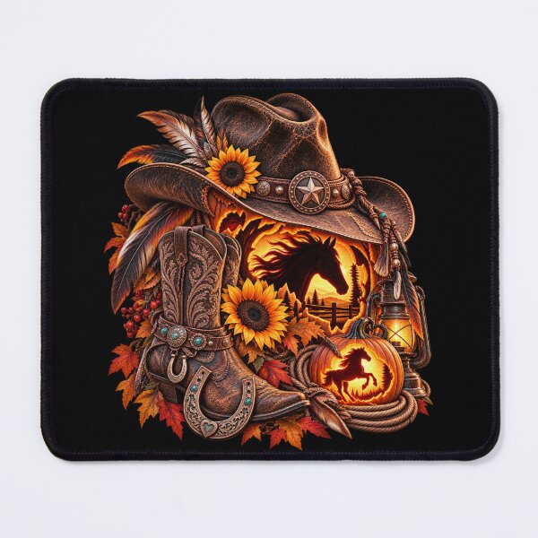 Item preview, Western Halloween Horse – Cowboy Boots & Pumpkin designed and sold by QuarterHorseArt by Just my Studio.