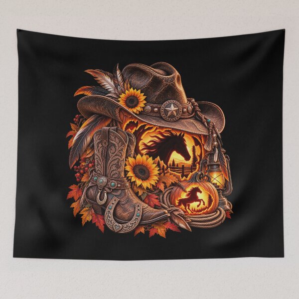 Item preview, Western Halloween Horse – Cowboy Boots & Pumpkin designed and sold by  QuarterHorseArt by Just my Studio.
