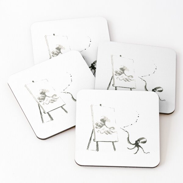 Item preview, Little Octopus Artist – Mount Fuji & Waves designed and sold by YohakuPause.