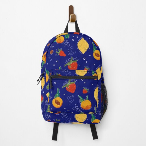 Item preview, Fruity Pattern – Lemons, Apricots & Strawberries on Navy Blue designed and sold by Christina Angele Design.