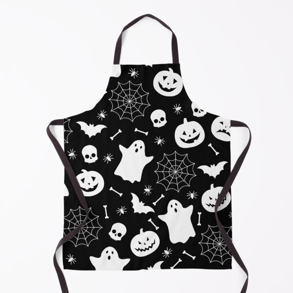 Item preview, Black and White Spooky Halloween Icons Pattern designed and sold by VibnWalls.