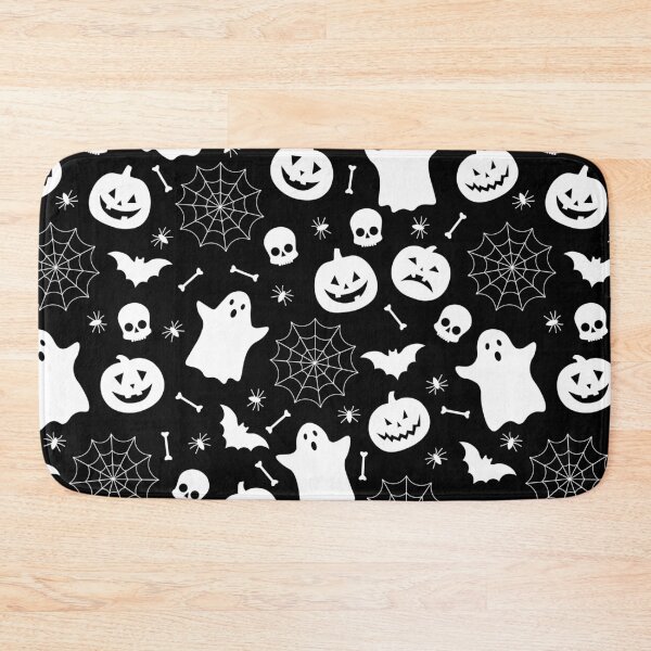 Item preview, Black and White Spooky Halloween Icons Pattern designed and sold by VibnWalls.