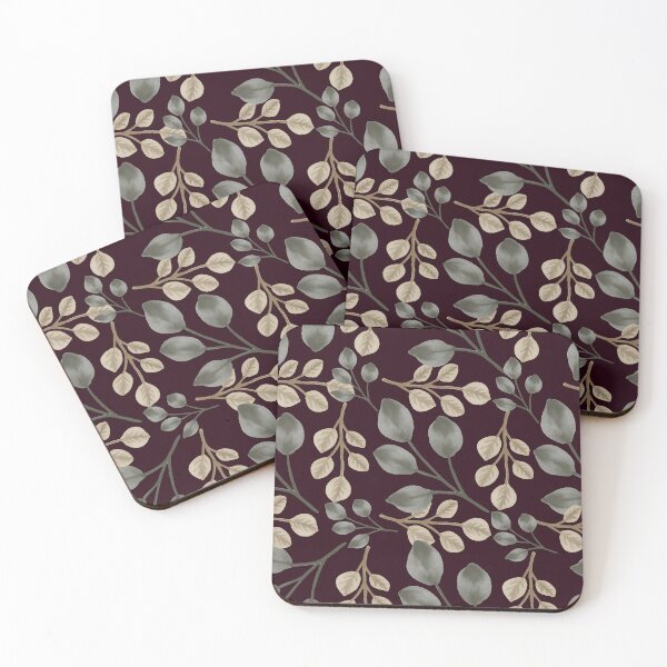 Item preview, Eucalyptus Leaves Dark Burgundy Seamless Pattern Art designed and sold by ​Jyoti Digital Artist.