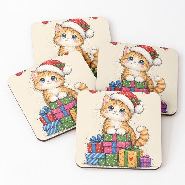 Item preview, Cute Christmas Kitten with Santa Hat designed and sold by Pure Craft.