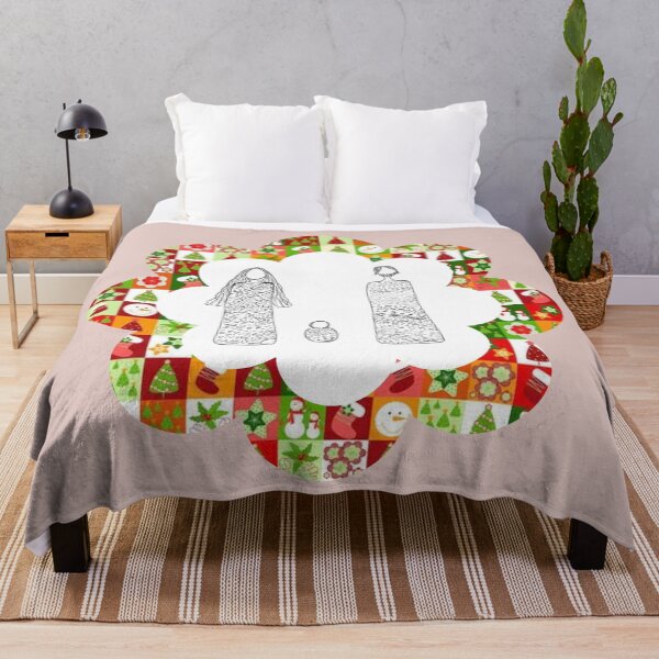 Item preview, Joyful Holiday Family Illustration on Busy Festive Pattern Design designed and sold by Liberarteprint.