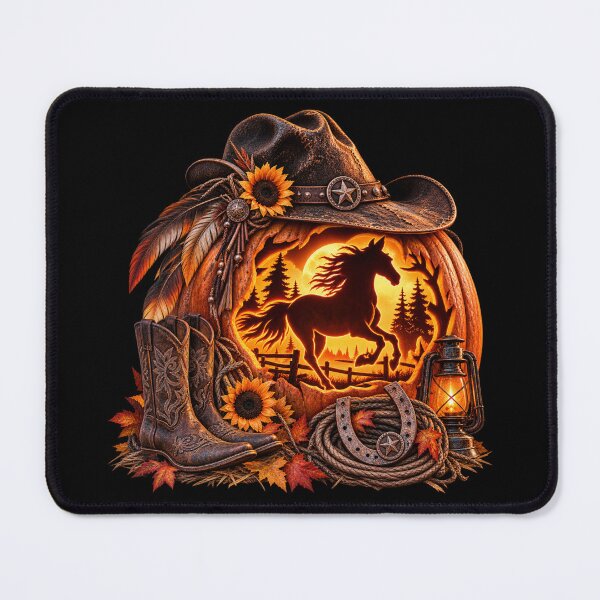 Item preview, Western Halloween Horse – Cowboy Boots & Pumpkin designed and sold by QuarterHorseArt by Just my Studio.