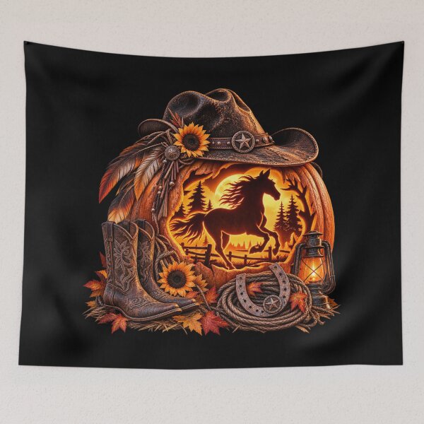Item preview, Western Halloween Horse – Cowboy Boots & Pumpkin designed and sold by  QuarterHorseArt by Just my Studio.
